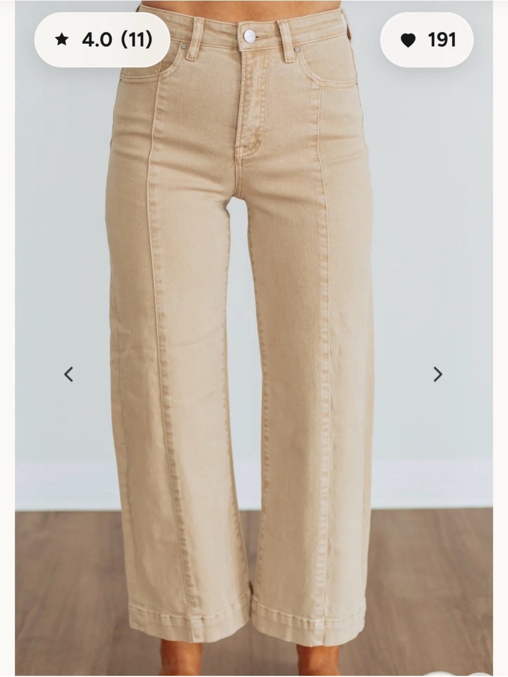 Risen Cream Wide Leg Crop Jeans Women's Size 3/26